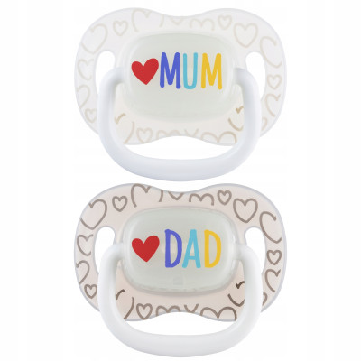 CANPOL 34/939 Smoczek uspokajający silikonowy  symetryczny 0-6m LoveMum&Dad 2 szt