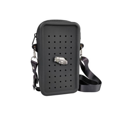 Gifty - Silikónová crossbody taštička čierna a ozdobný pin