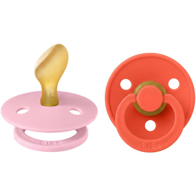 BIBS Colour anatomické cumlíky z prírodného kaučuku 2 ks - veľkosť 2 - Baby Pink / Tango