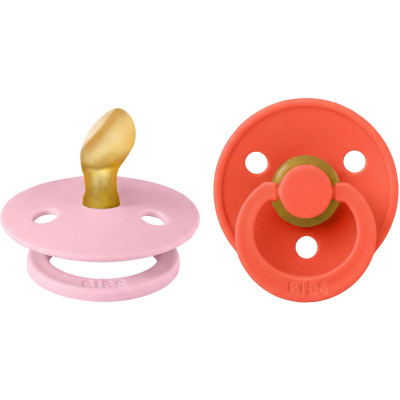 BIBS Colour anatomické cumlíky z prírodného kaučuku 2 ks - veľkosť 1 - Baby Pink / Tango