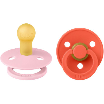 BIBS Colour cumlíky z prírodného kaučuku 2ks - veľkosť 1 - Baby Pink / Tango